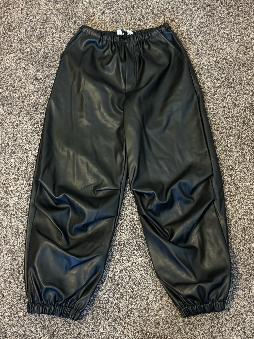 Zara Kids Black Faux Leather Joggers| kids size 11/12